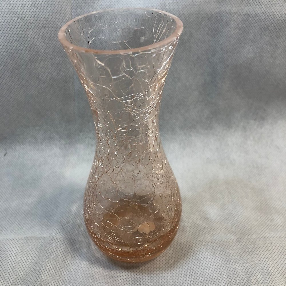 Vintage Pink Crackle Glass Bud Vase